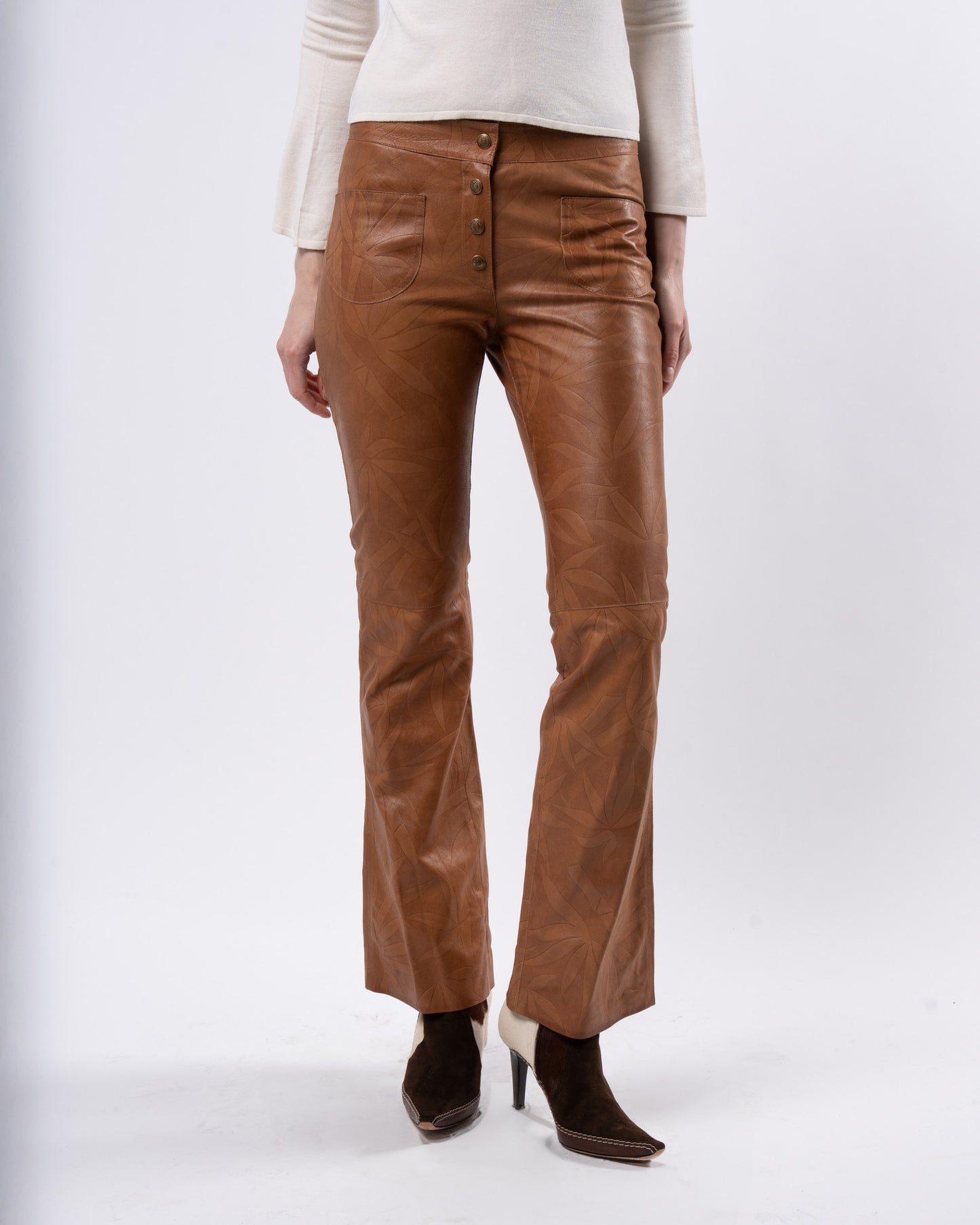 SS 2002 Bamboo Print Leather Pants