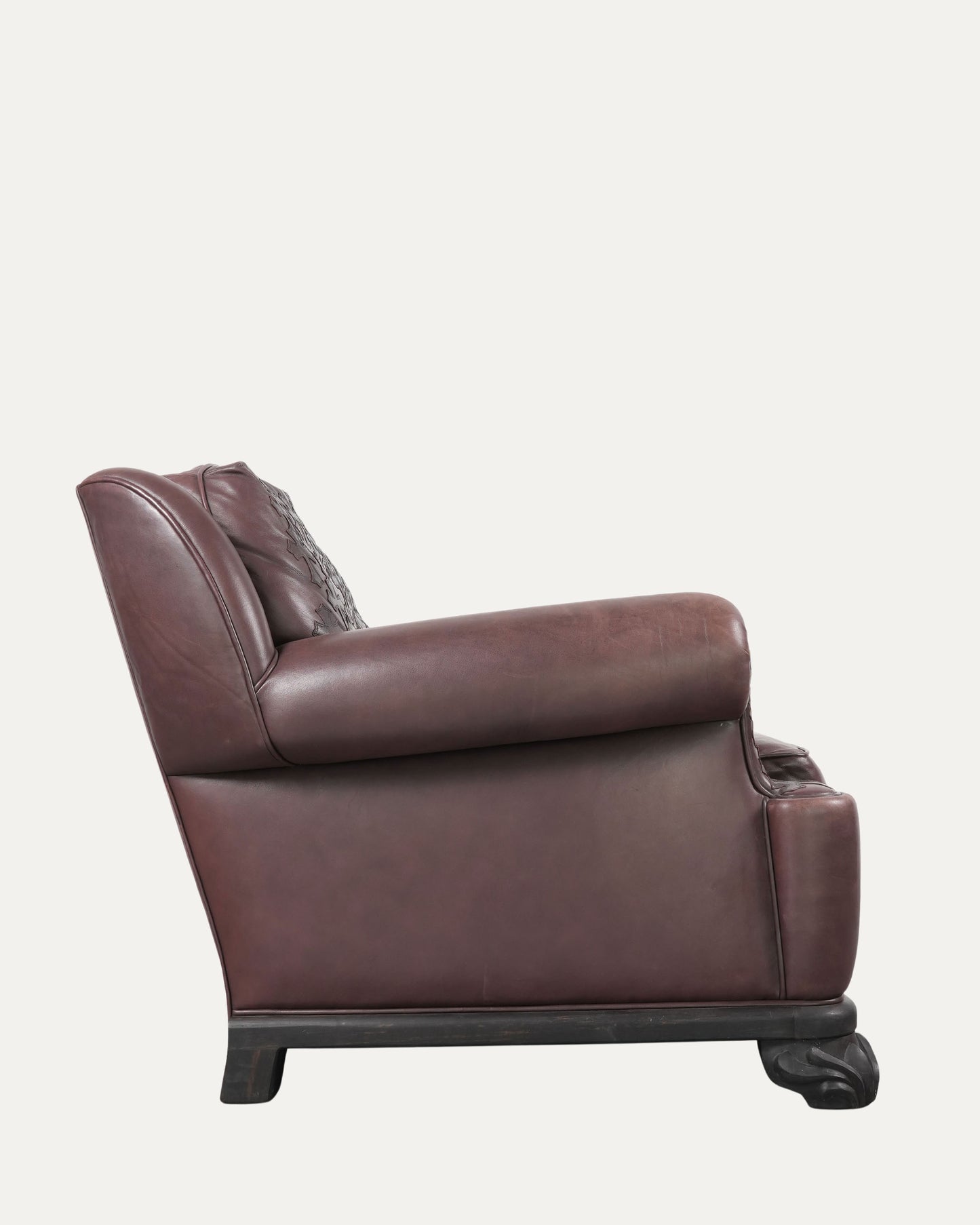 Leather & Ebony Wood Cross Patch Sofa