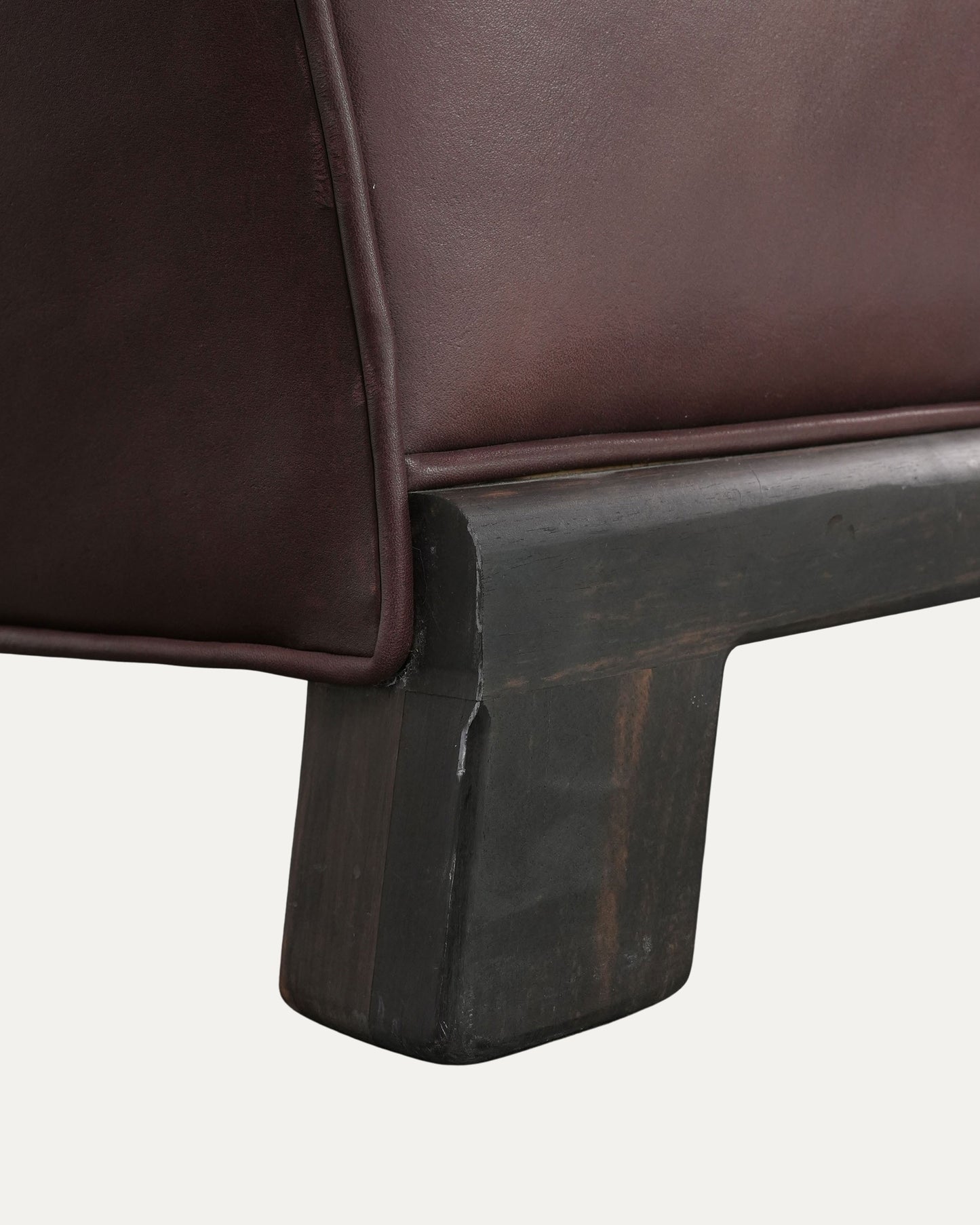 Leather & Ebony Wood Cross Patch Sofa