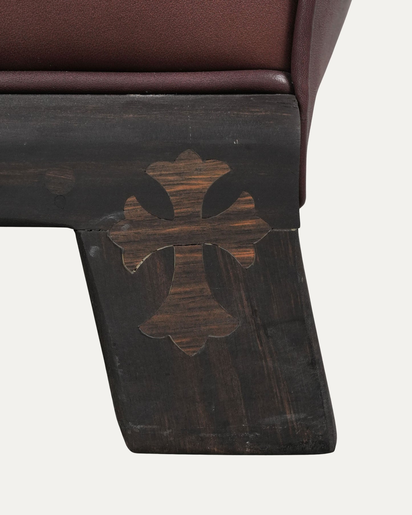 Leather Cross Patch Lounge Chair & Ottoman Set
