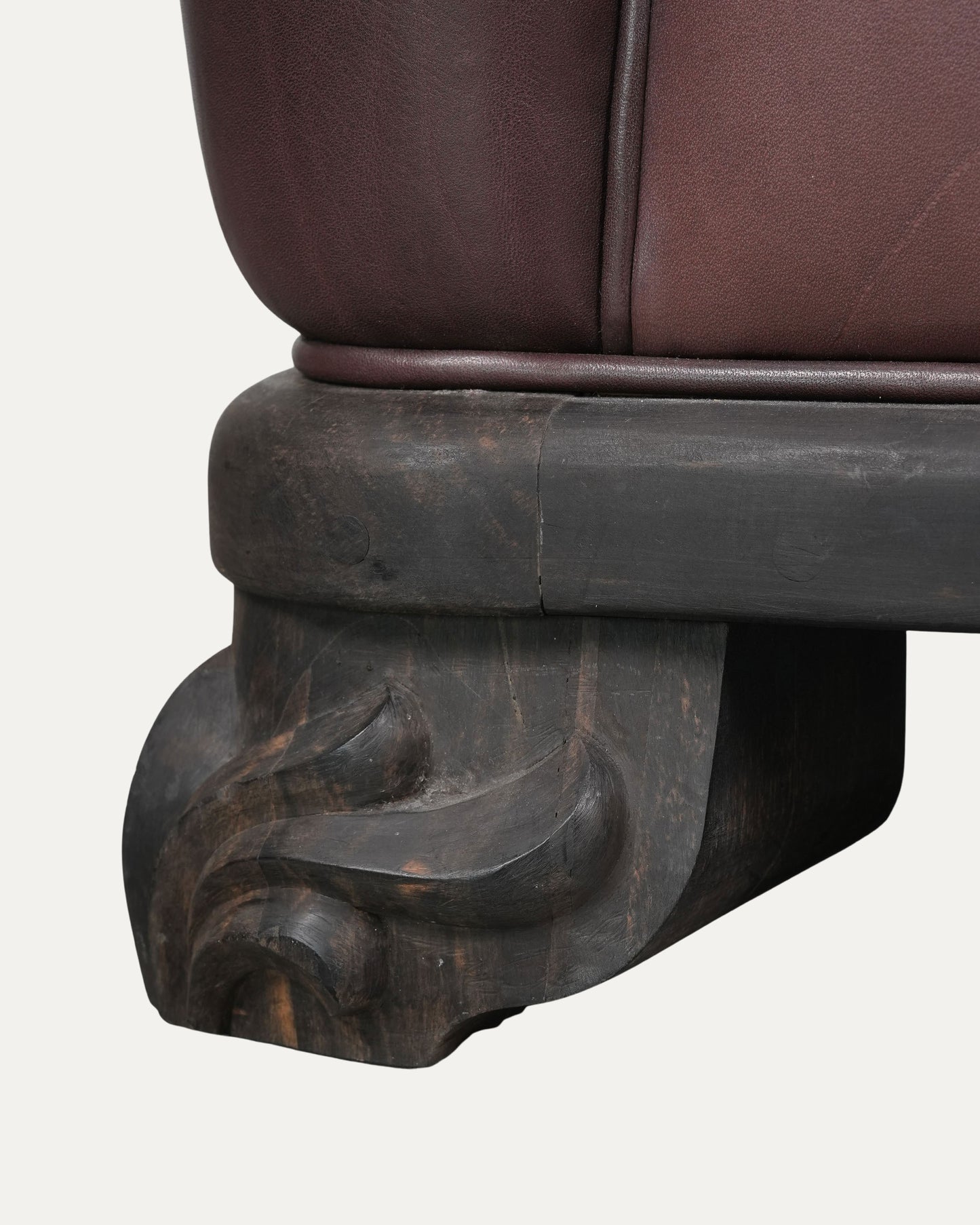 Leather Cross Patch Lounge Chair & Ottoman Set