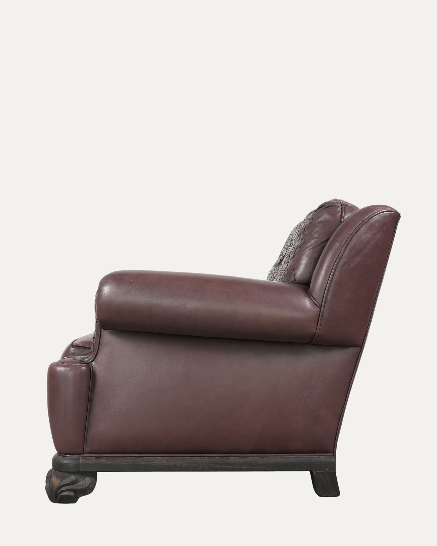 Leather & Ebony Wood Cross Patch Sofa