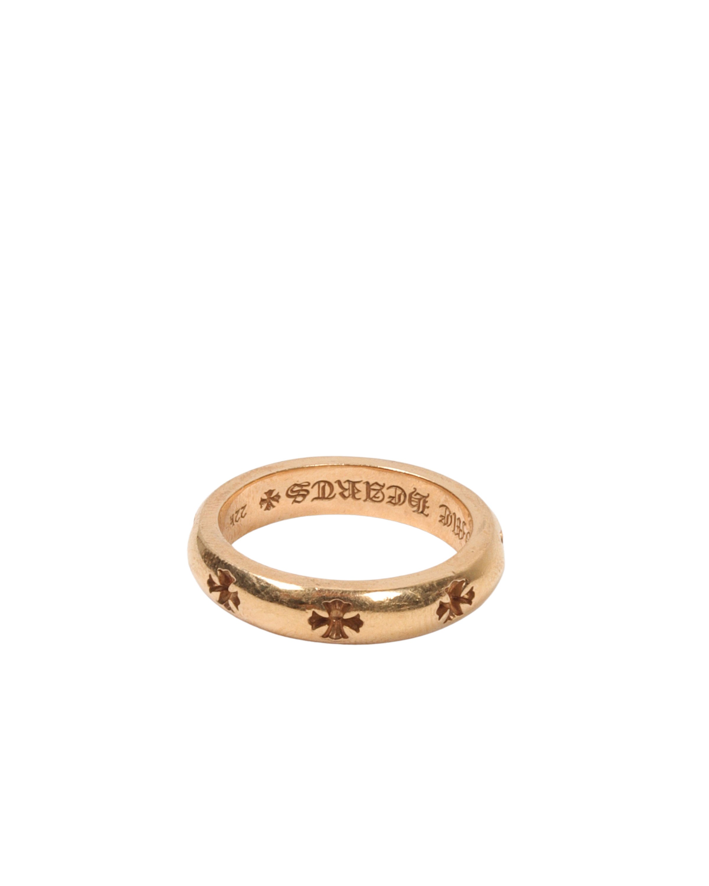 Chrome Hearts 22k Gold Plus Cross Band Ring