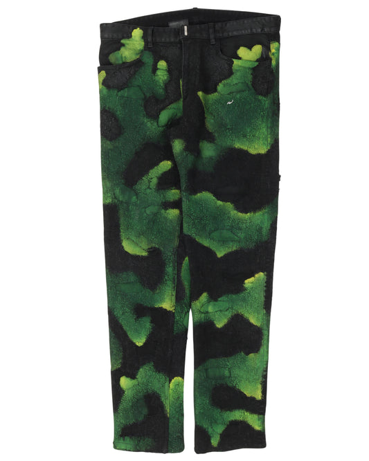 Painted Distressed Straight Leg Jeans