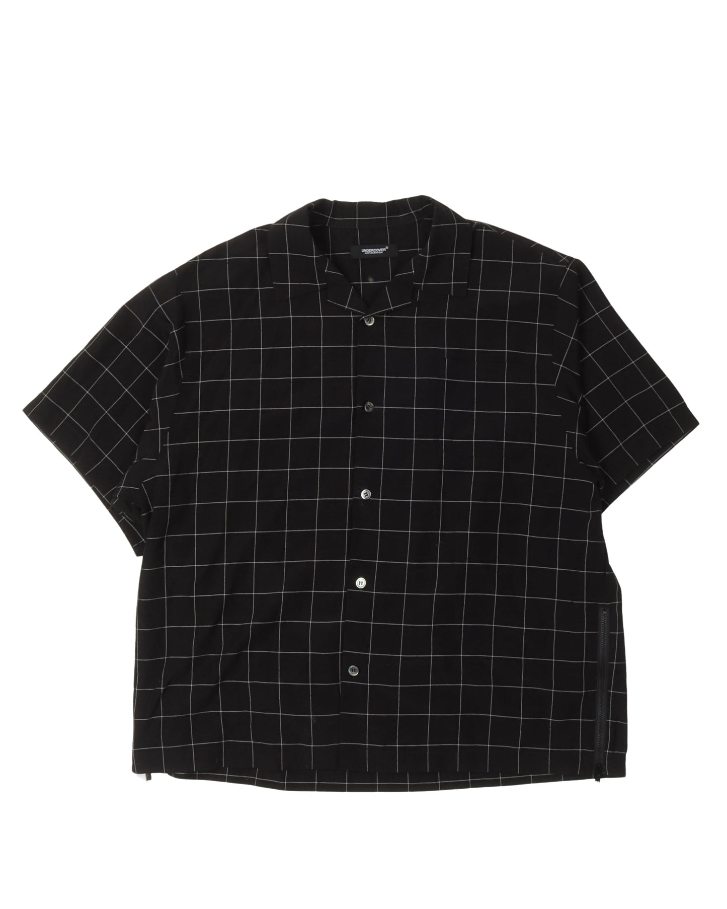 Silk Blend Check Camp Collar Shirt