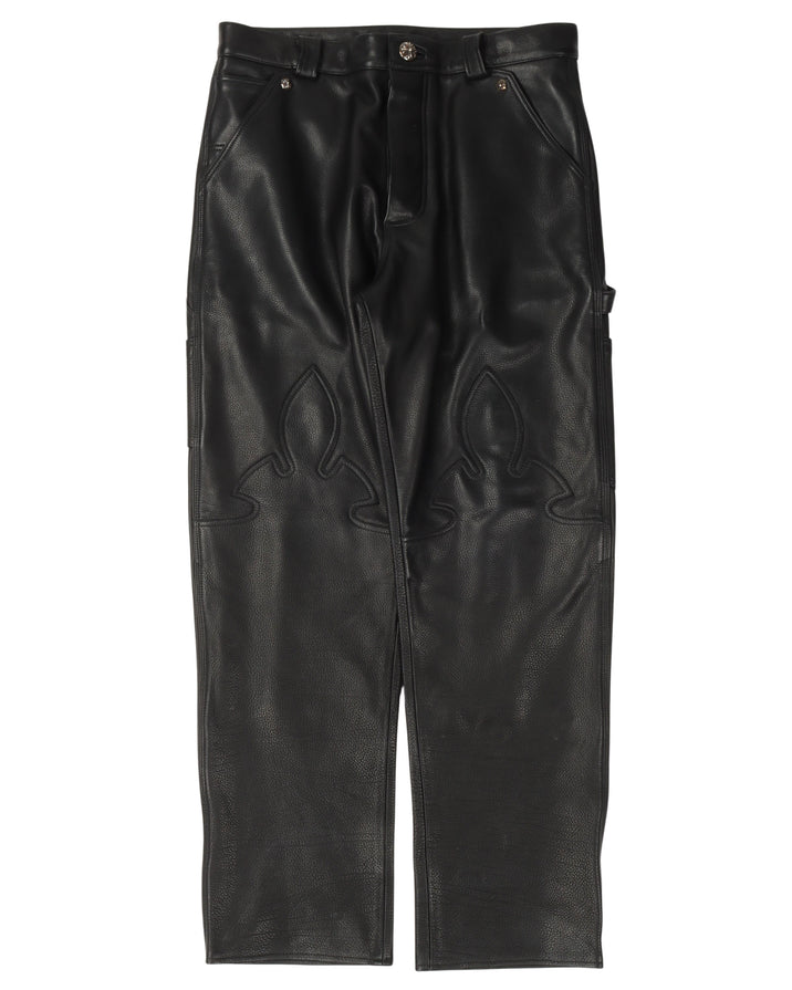 Leather Fleur Knee Carpenter Pants