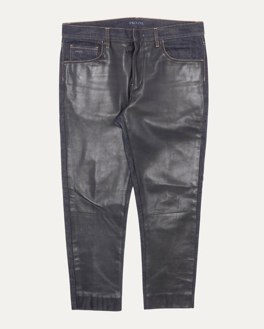 Leather Front Jeans