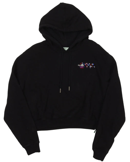 Cropped Rhinestone Woman Hoodie