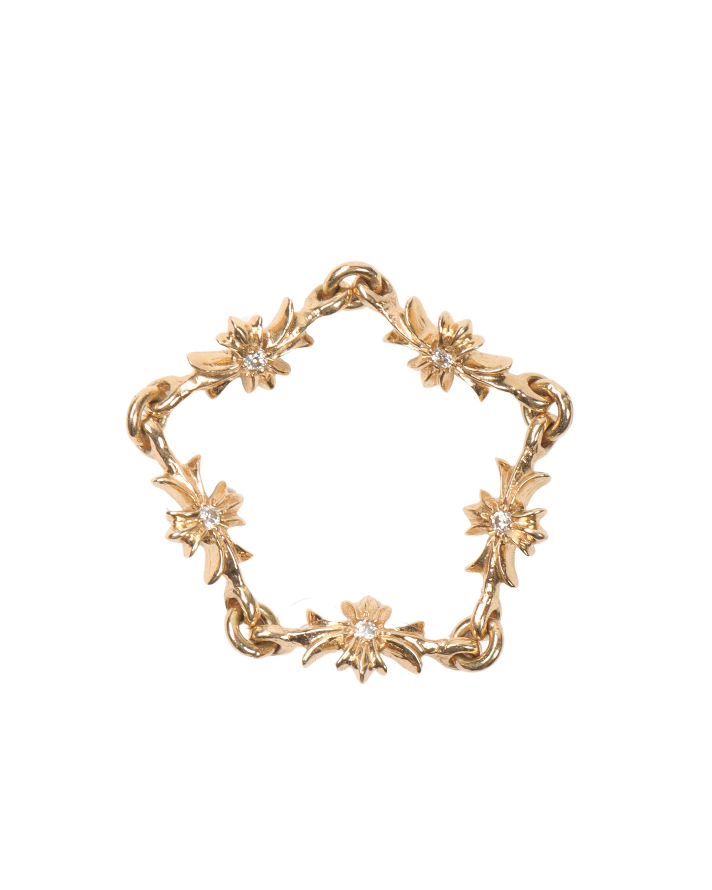 22k Gold & Diamond Tiny E Chain Ring