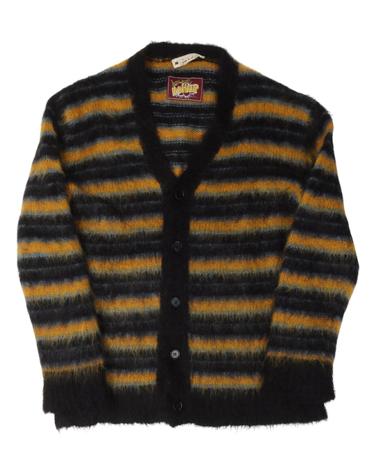 Mohair Fuzzy Wuzzy Striped Cardigan