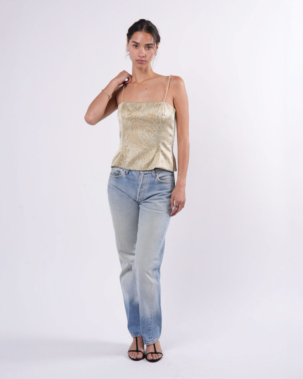 SS 2011 Pearl Print Top with Pearl Straps