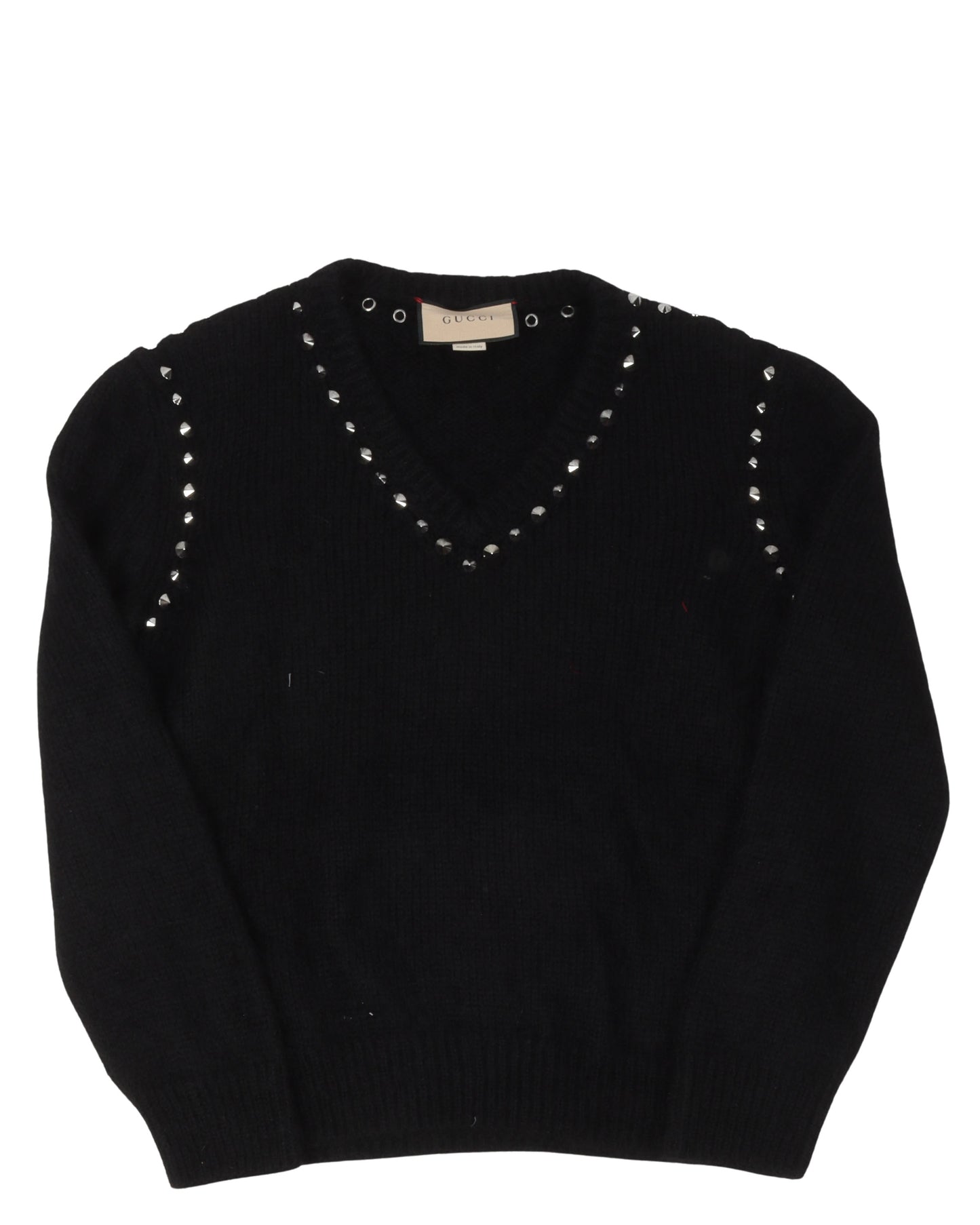 Studded V-Neck Sweater