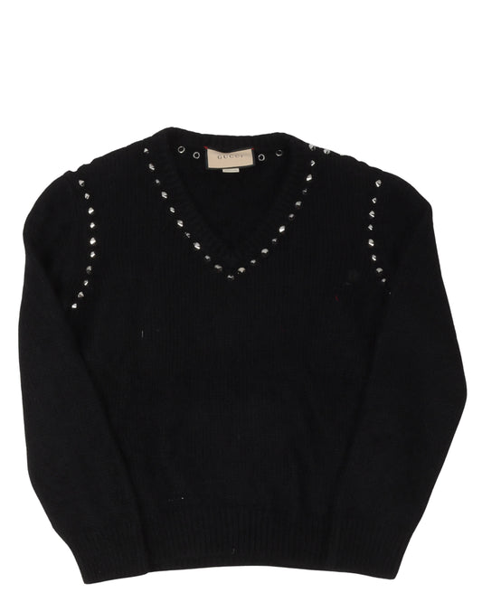 Studded V-Neck Sweater