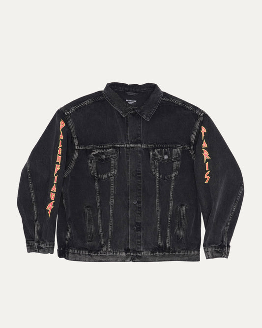 Oversized Metal Logo Denim Jacket