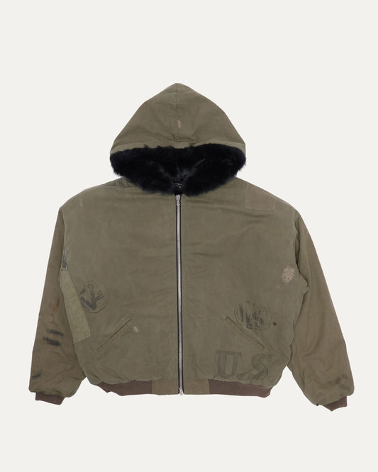 Fifth Collection Hooded Faux Fur Lined Recycled Canvas Jacket