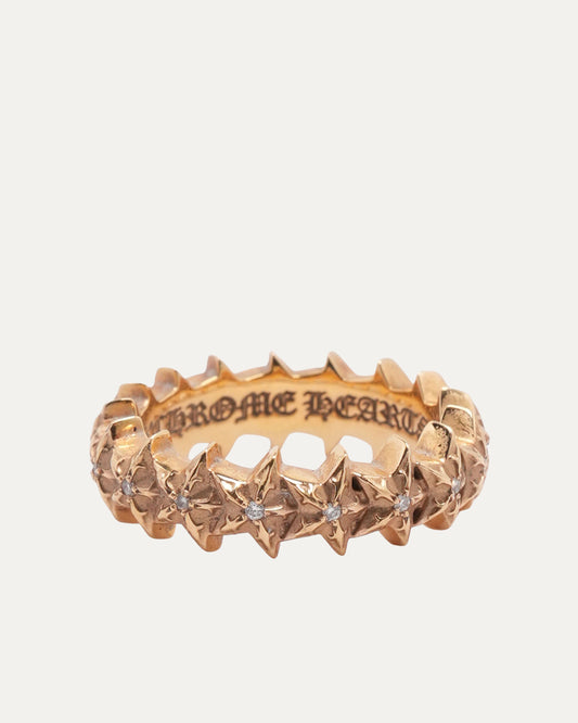 Gold and Diamond Star Band Ring