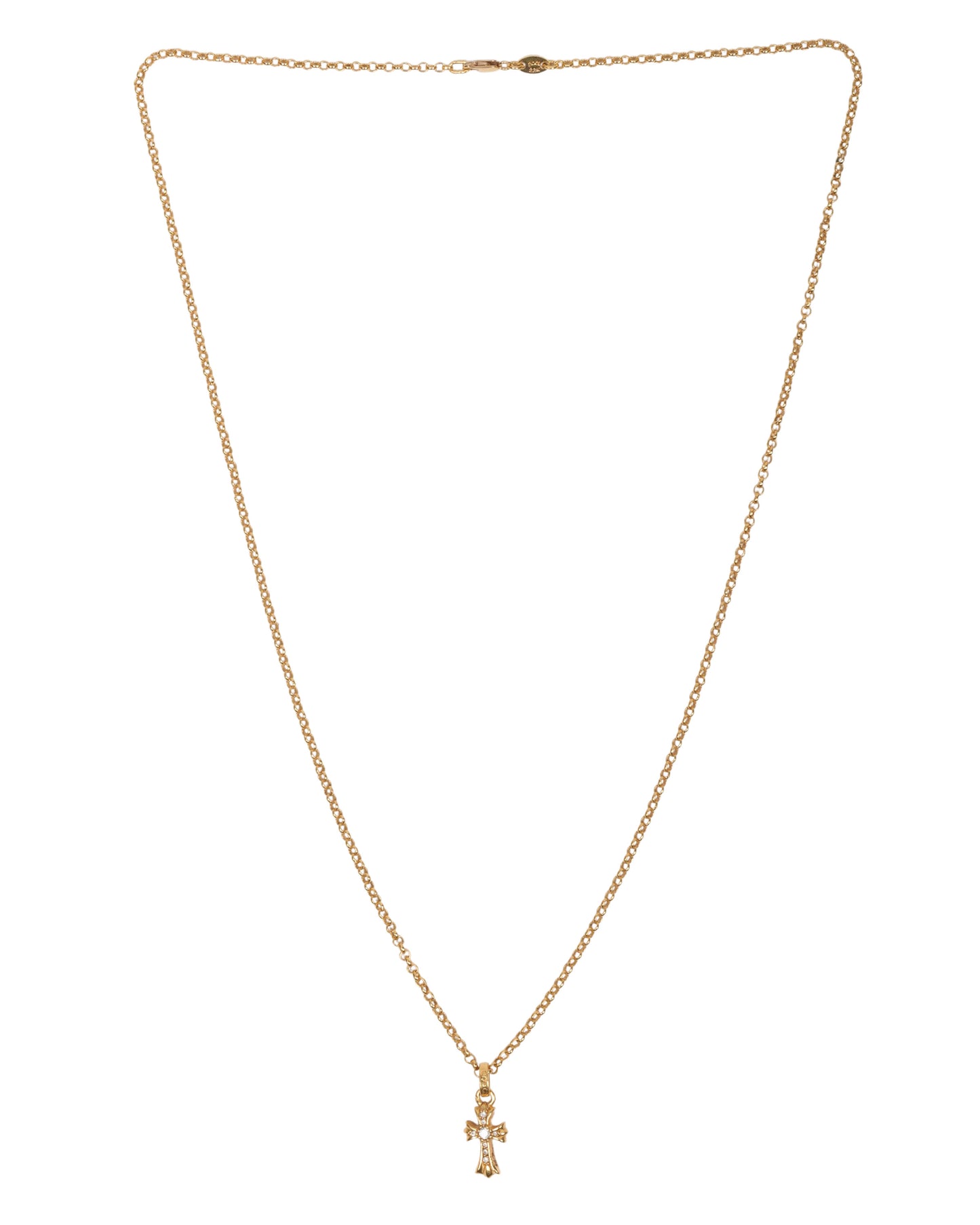 22k Gold Diamond Cross Pendant w/ Gold Chain