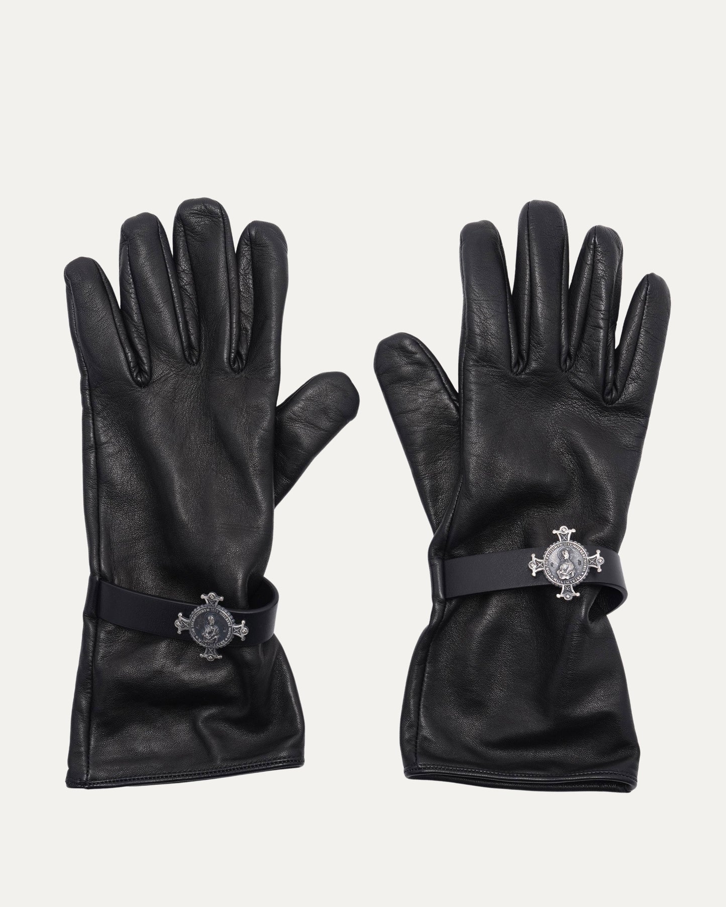 Leather Russian Jesus Medal Gloves