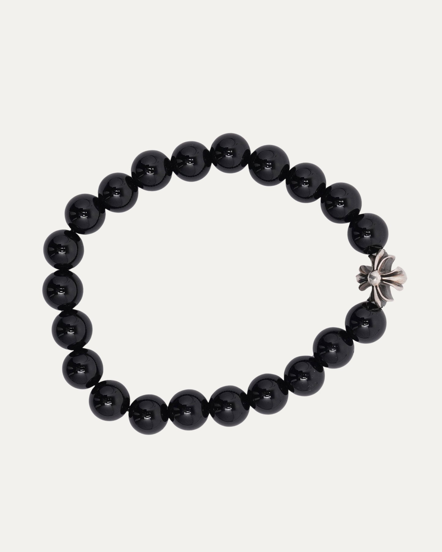 8mm Black Onyx/Tourmaline Plus Cross Bead Bracelet