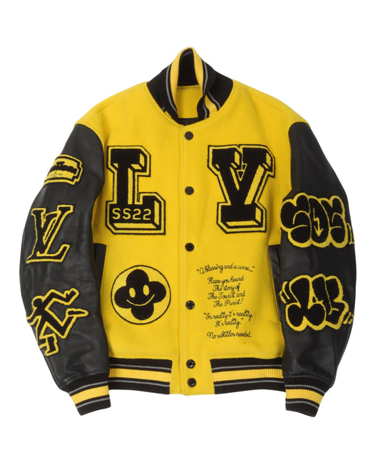 Amen Break Multi-Patches Mixed Leather Varsity Blouson