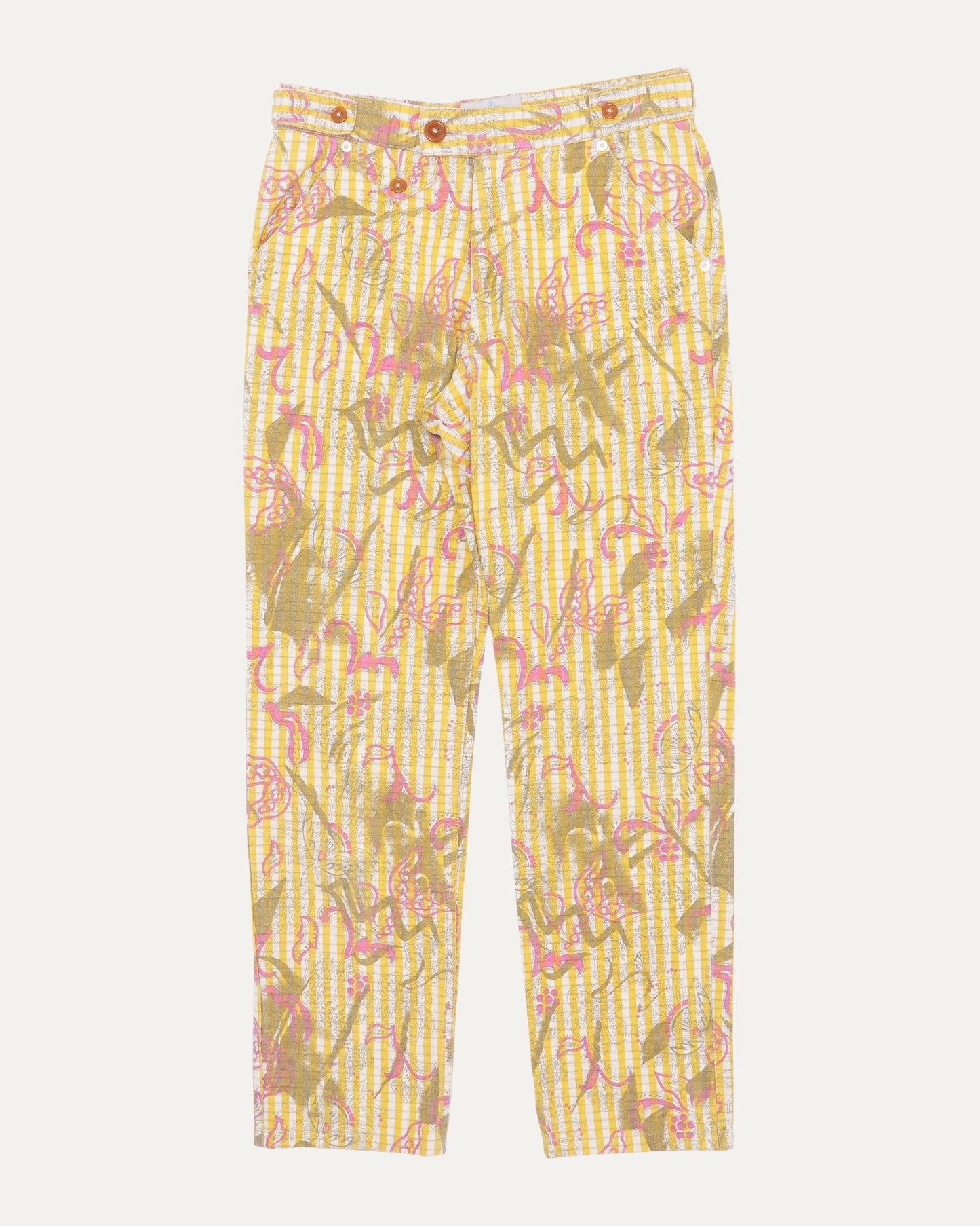 Plaid and Paisley Print Trousers