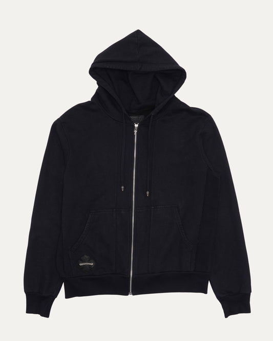 Leather Horseshoe Patch Zip-Up Hoodie