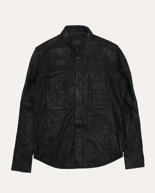 Fleur Yoke Leather Cross Patch Military Shirt