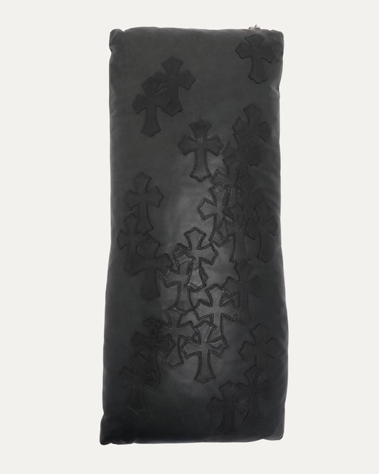 Cross Patch Leather Pillow