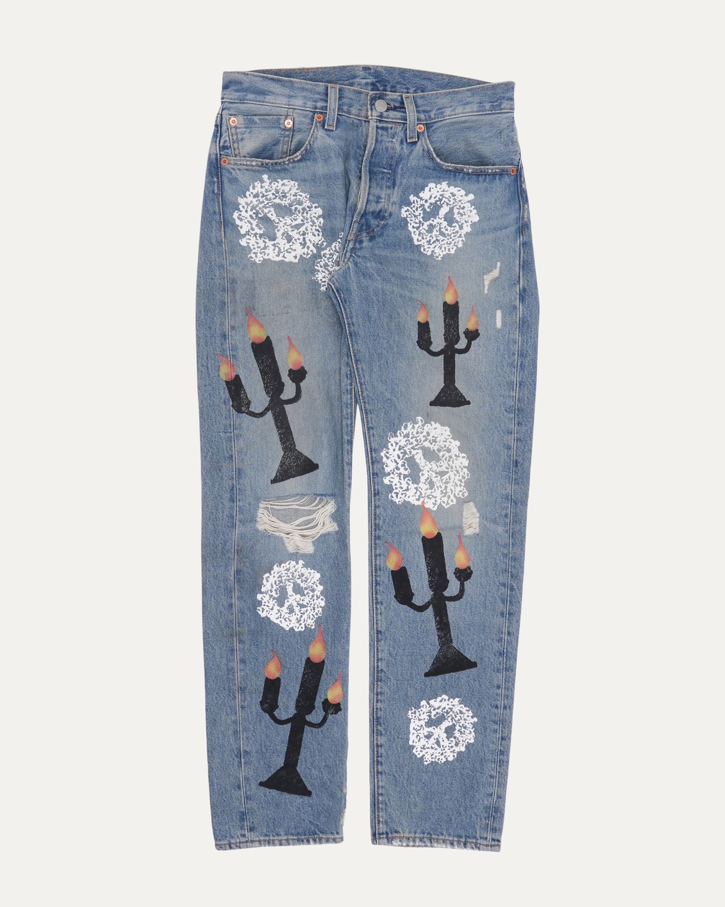 Levi's Virgil Abloh 'Message In A Tear' Printed 501 Jeans