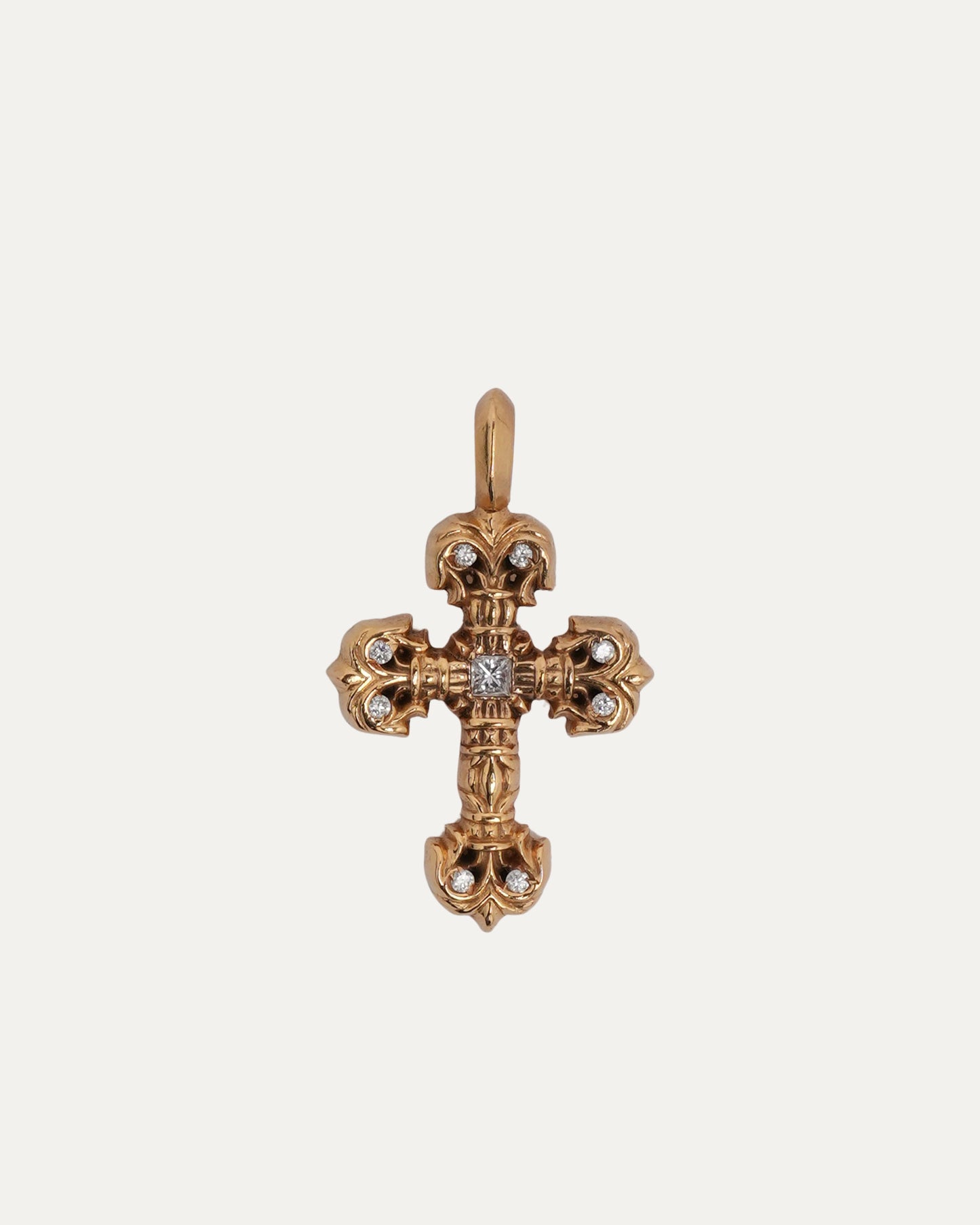 22k Gold Diamond Filigree Cross Pendant