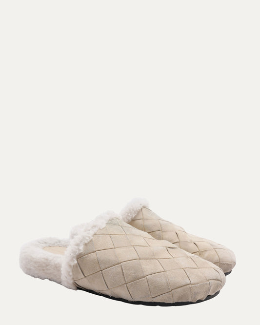 Suede Reggie Intrecciato Shearling Lined Mules