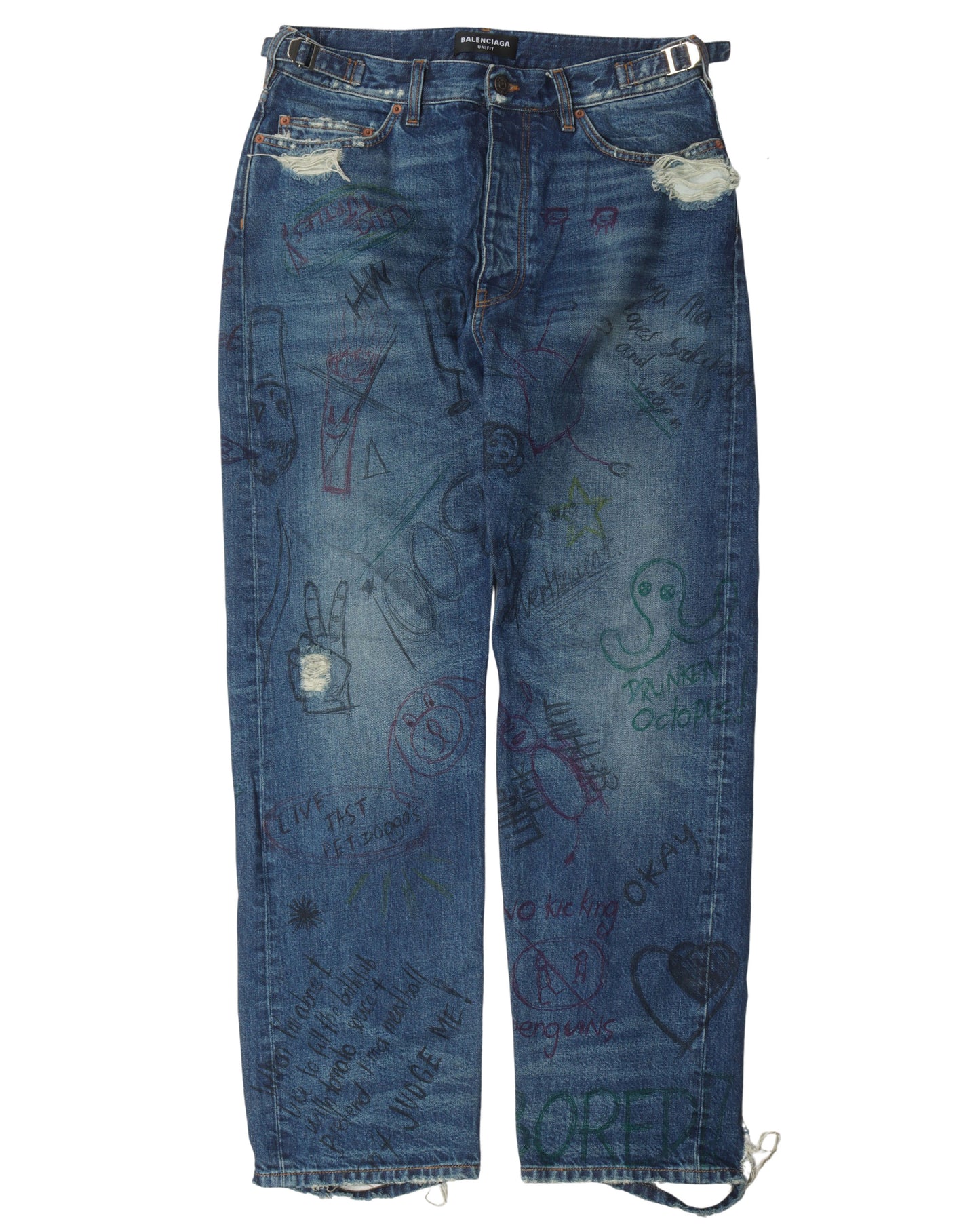 Distressed Scribble Jeans