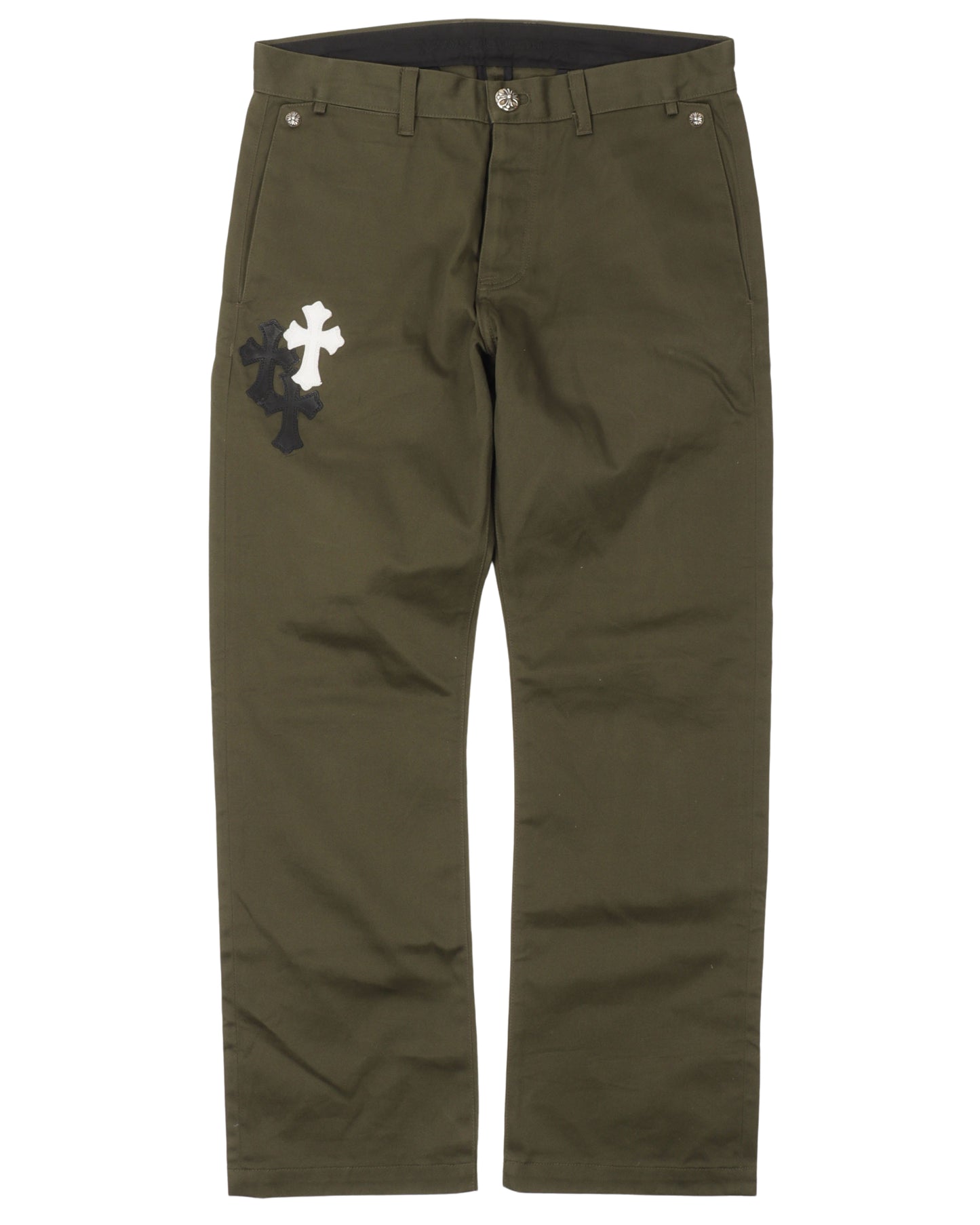Leather Cross Patch Chino Pants