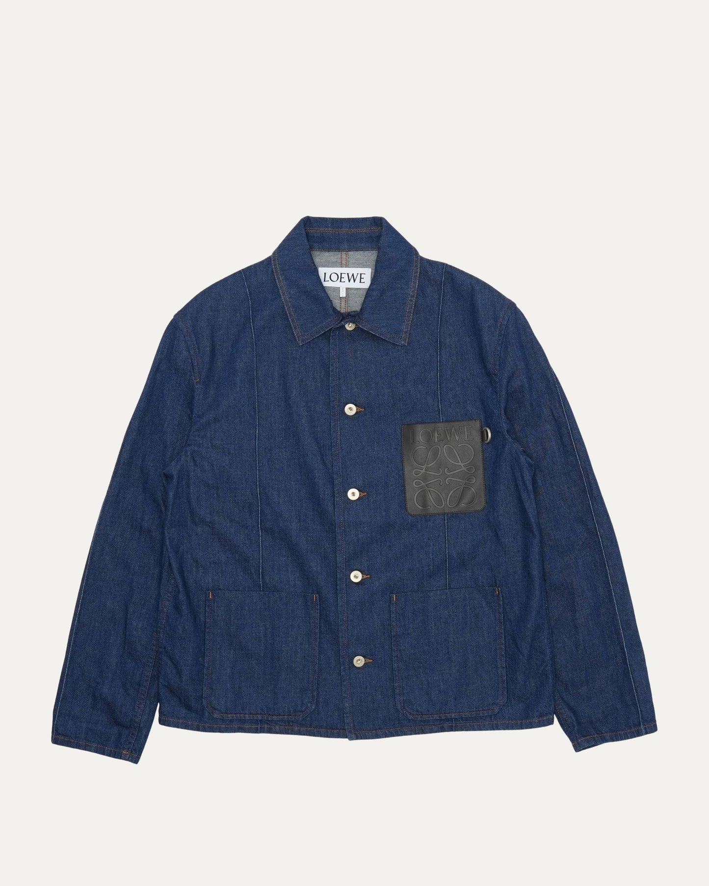 Leather Detail Denim Chore Shirt