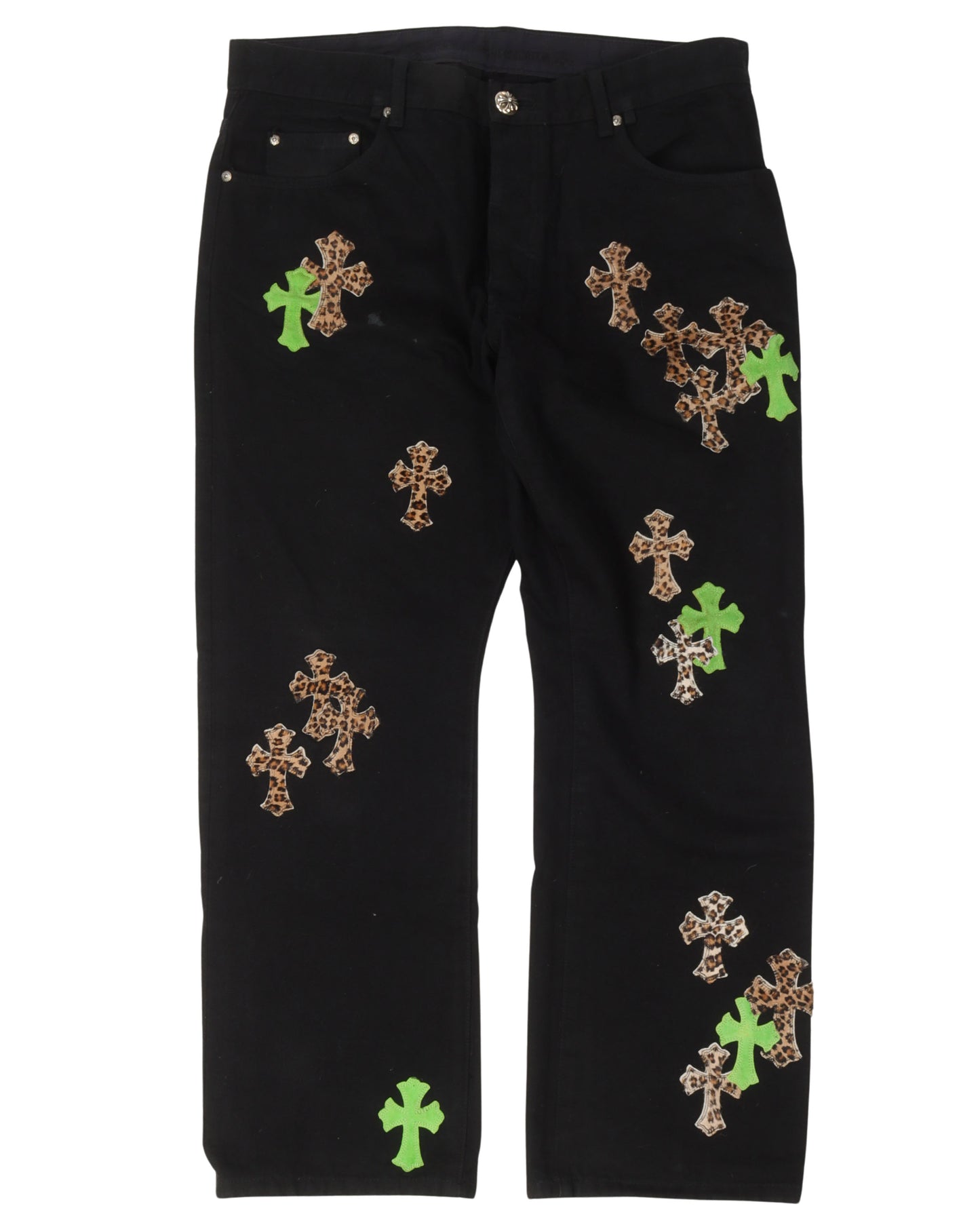 Leopard Cross Patch Jeans w/ 35 Cross Patches
