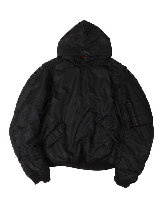 Nylon Hooded Pullover Bomber Jacket