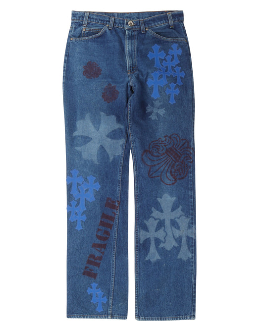 Levi's Zipper Fly Stencil Cross Patch Jeans