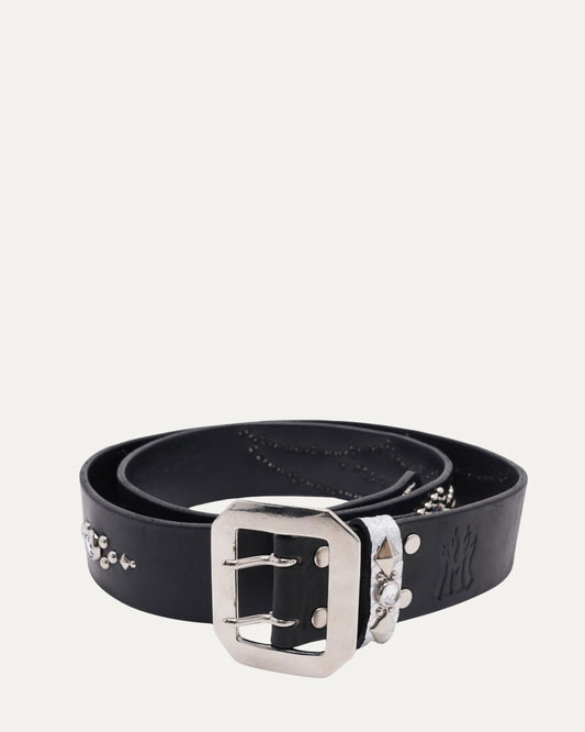 Studded Leather Snake Inlay Belt