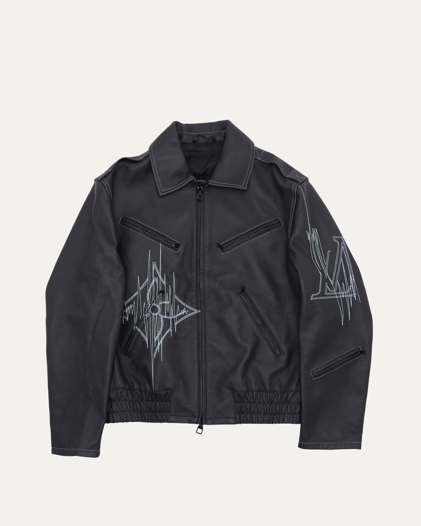Frequency Embroidered Leather Jacket