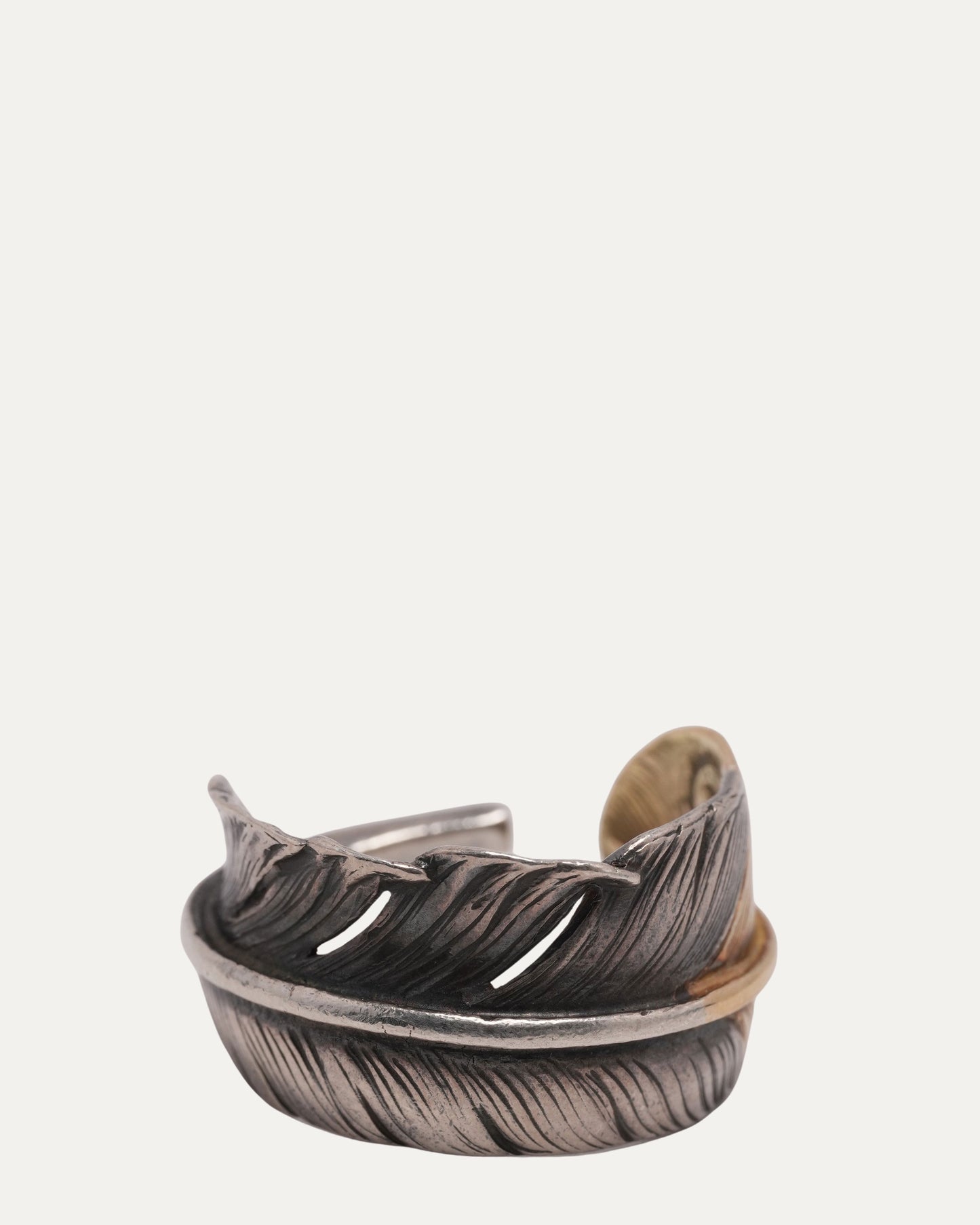 Silver and Gold Feather Ring