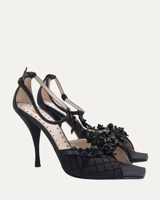 Floral and Bow Embellished Heels