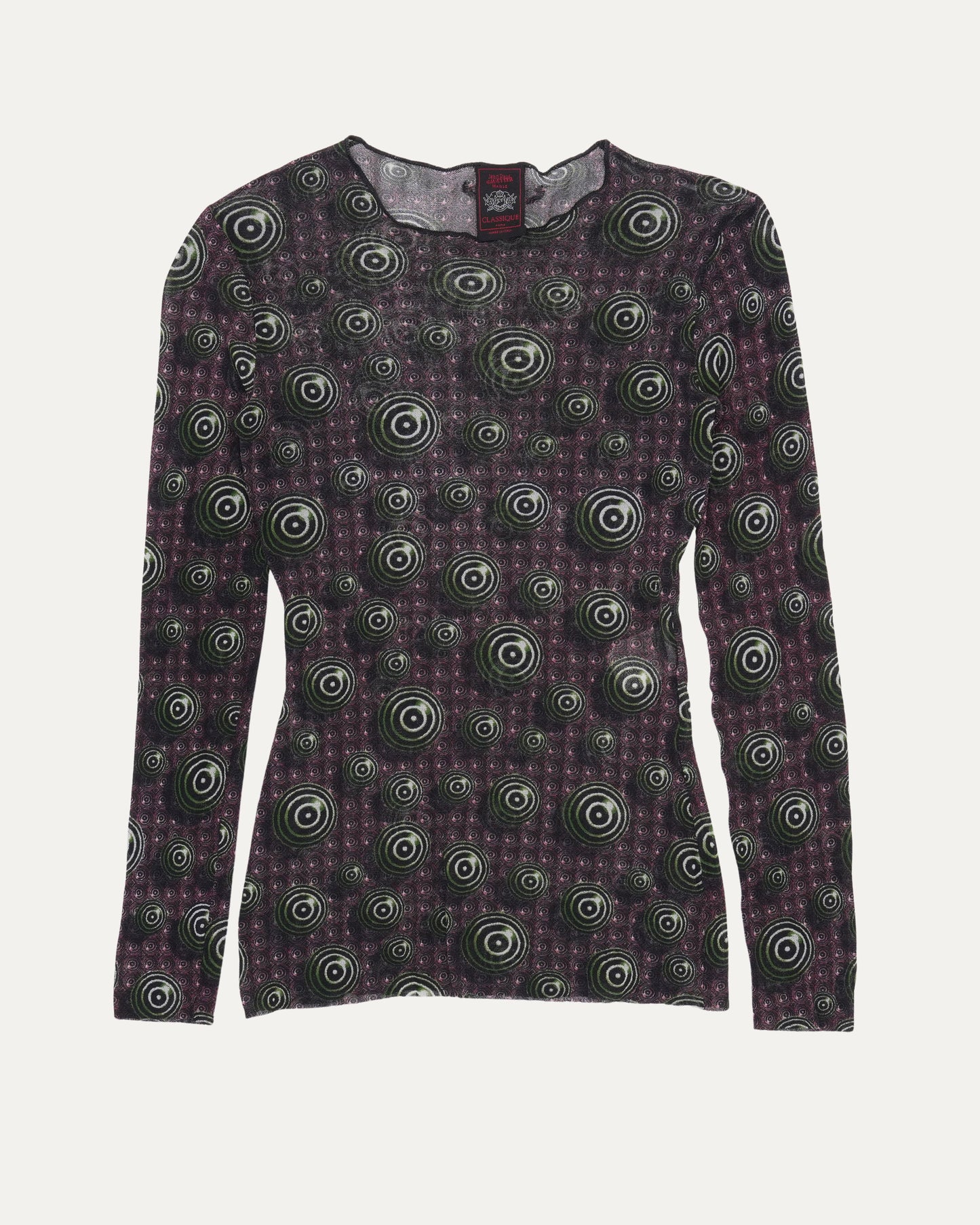 AW 1996 Dot Print Long Sleeve Mesh Top