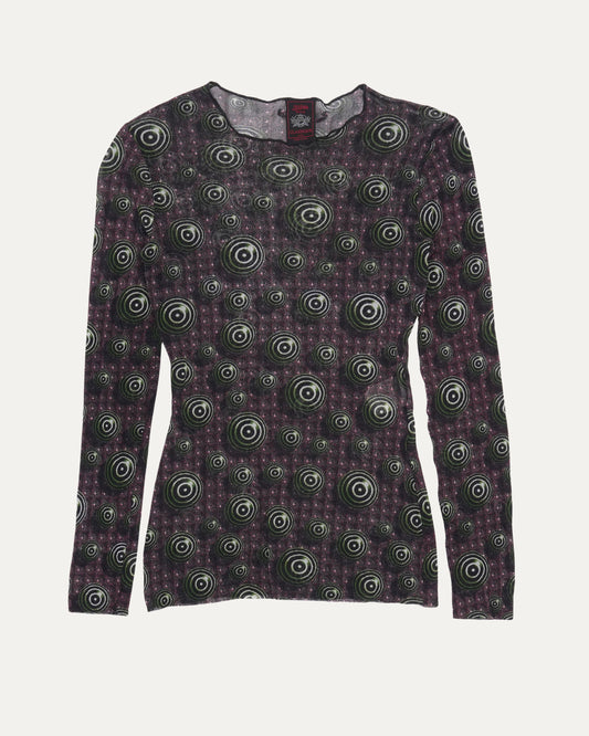 AW 1996 Dot Print Long Sleeve Mesh Top