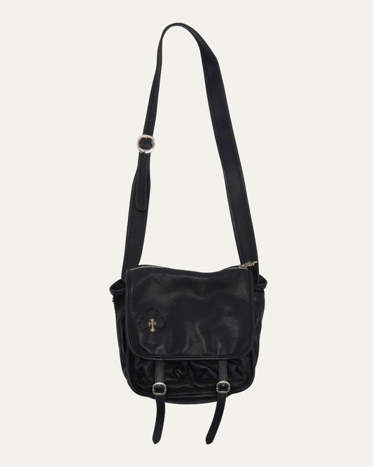 Silver Embellished Cross Patch Messenger Bag