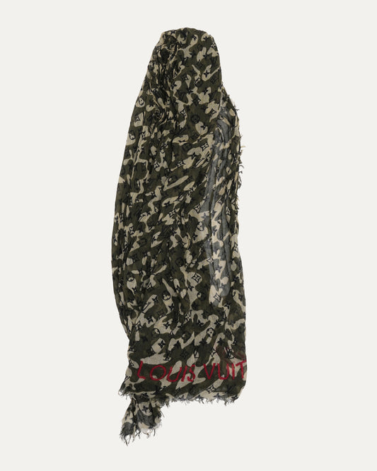 Takashi Murakami Monogramouflage Cashmere-Silk Blend Scarf