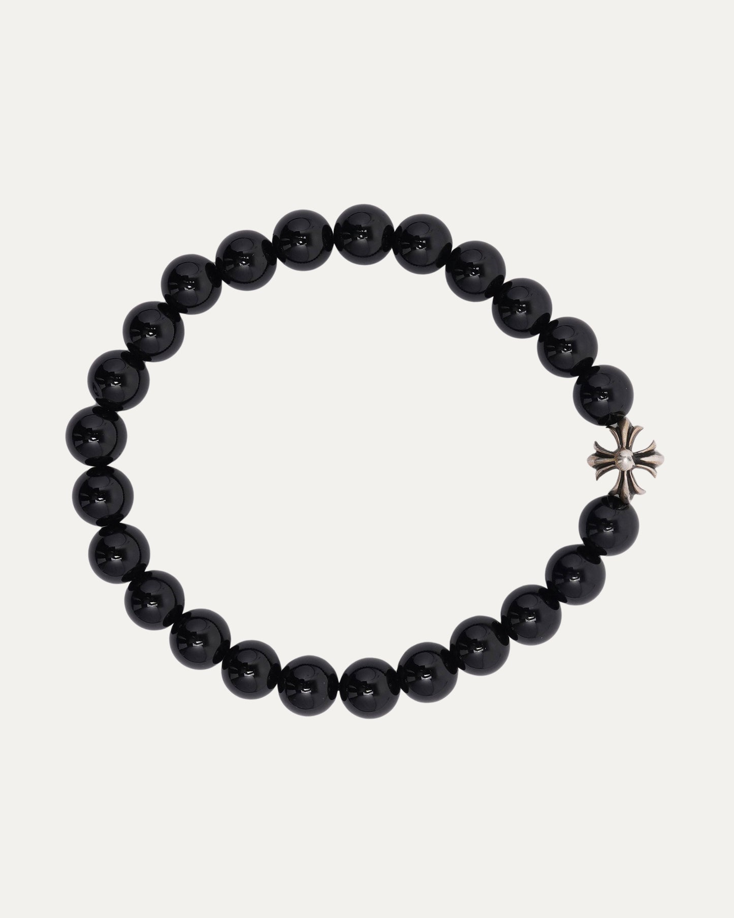 8mm Black Onyx/Tourmaline Plus Cross Bead Bracelet