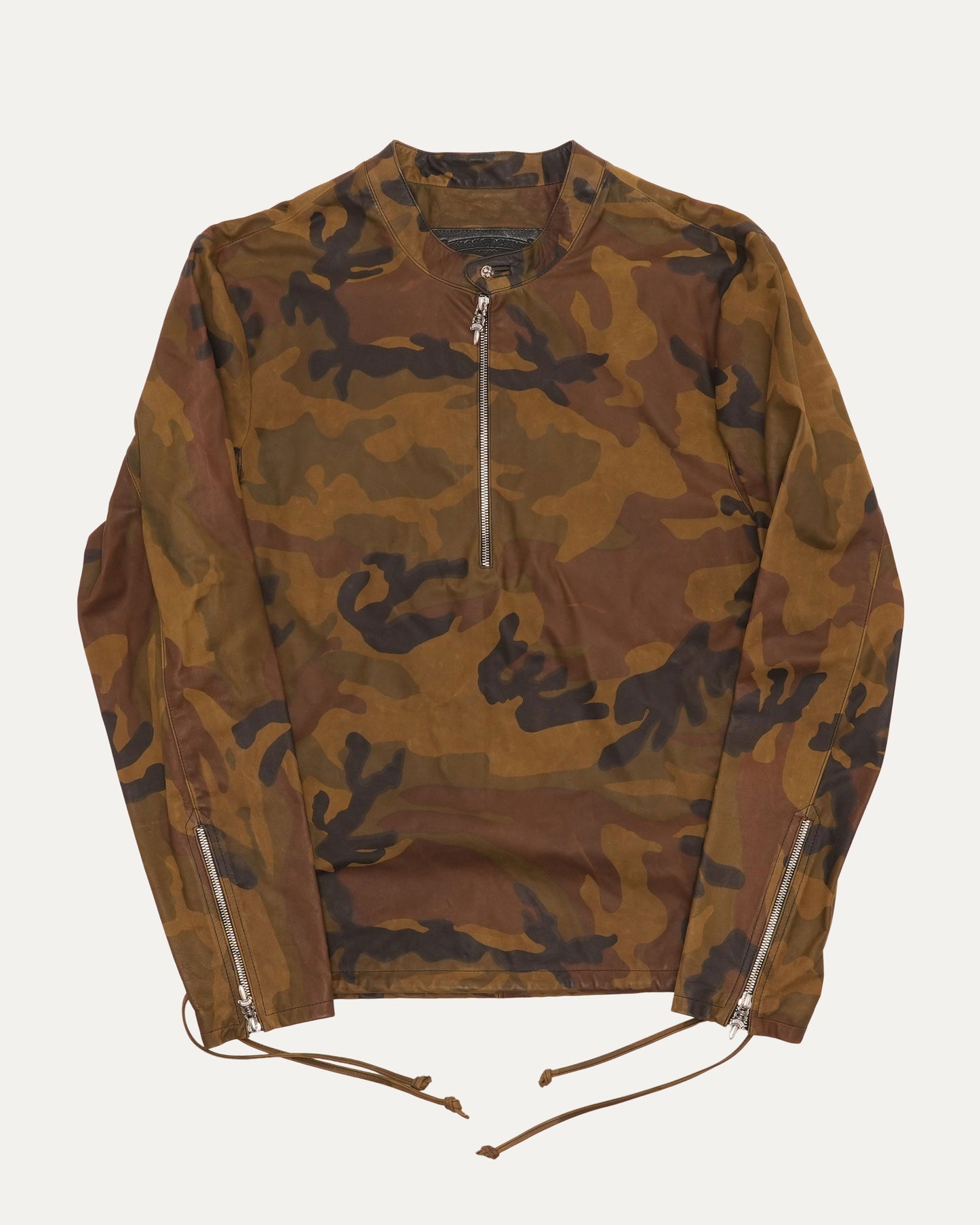 Camouflage Leather Quarter Zip Pullover EZ Rider Jacket