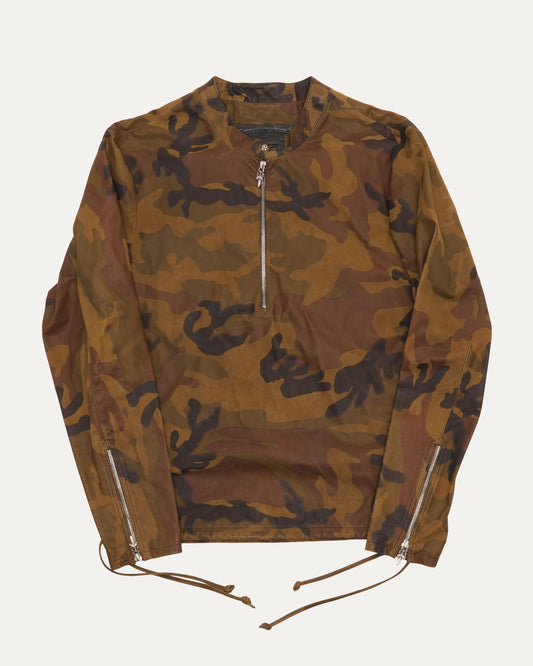 Camouflage Leather Quarter Zip Pullover EZ Rider Jacket