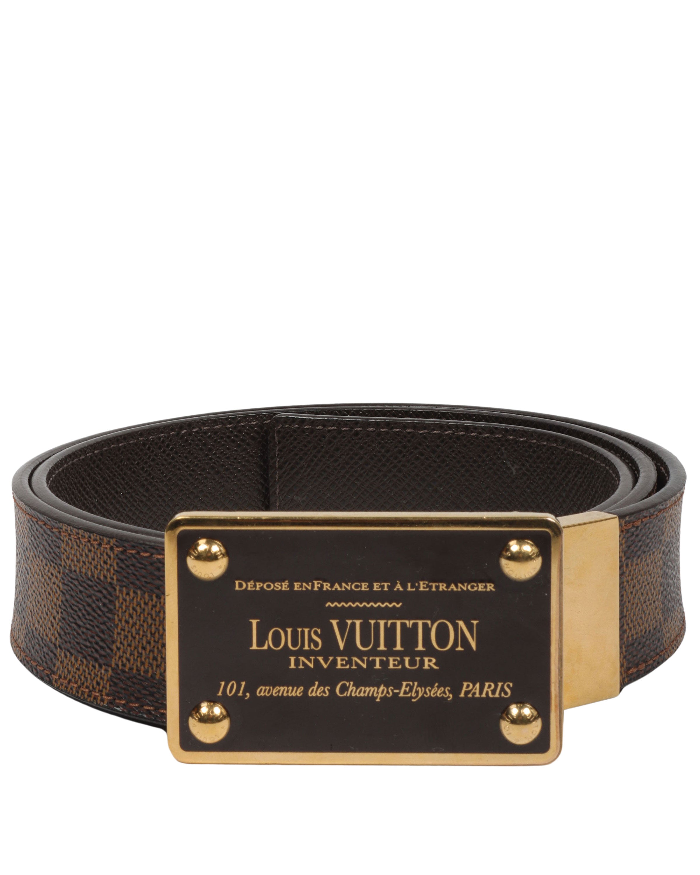 90s Authentic Vintage Buckle Belt Louis Vuitton Inventeur/gold