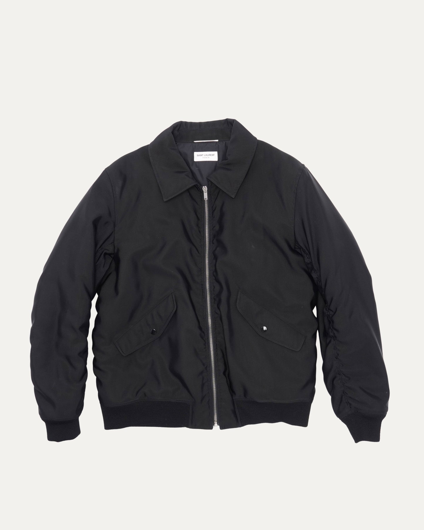 Wool Blend Collared Bomber Jacket